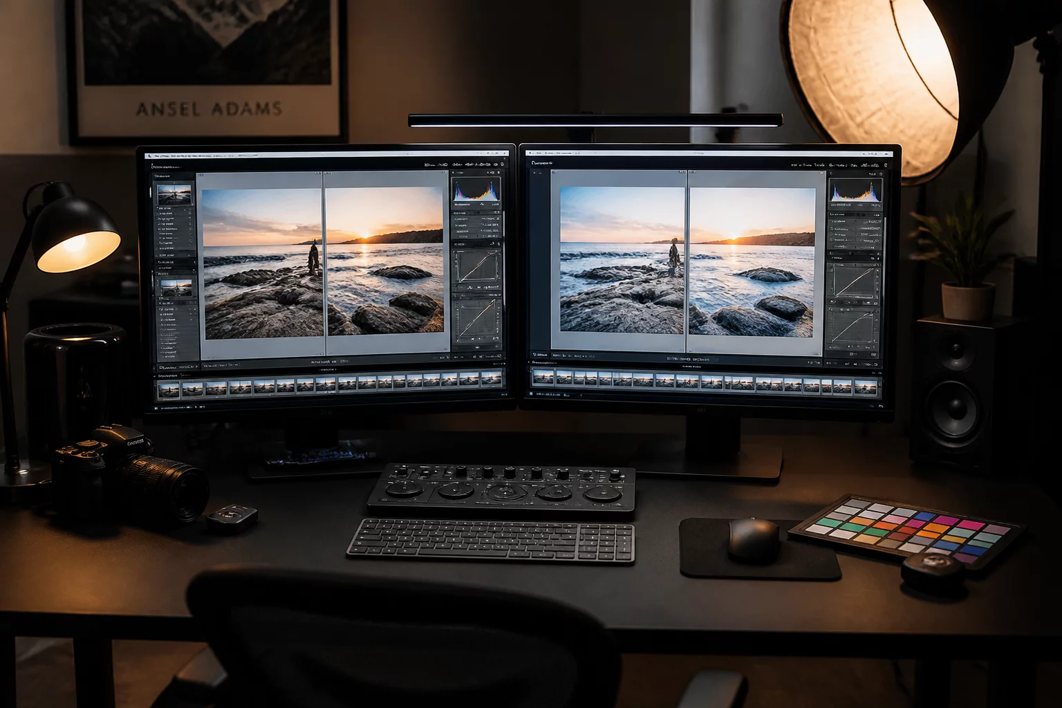 Color grading studio and RAW photo variant workspace